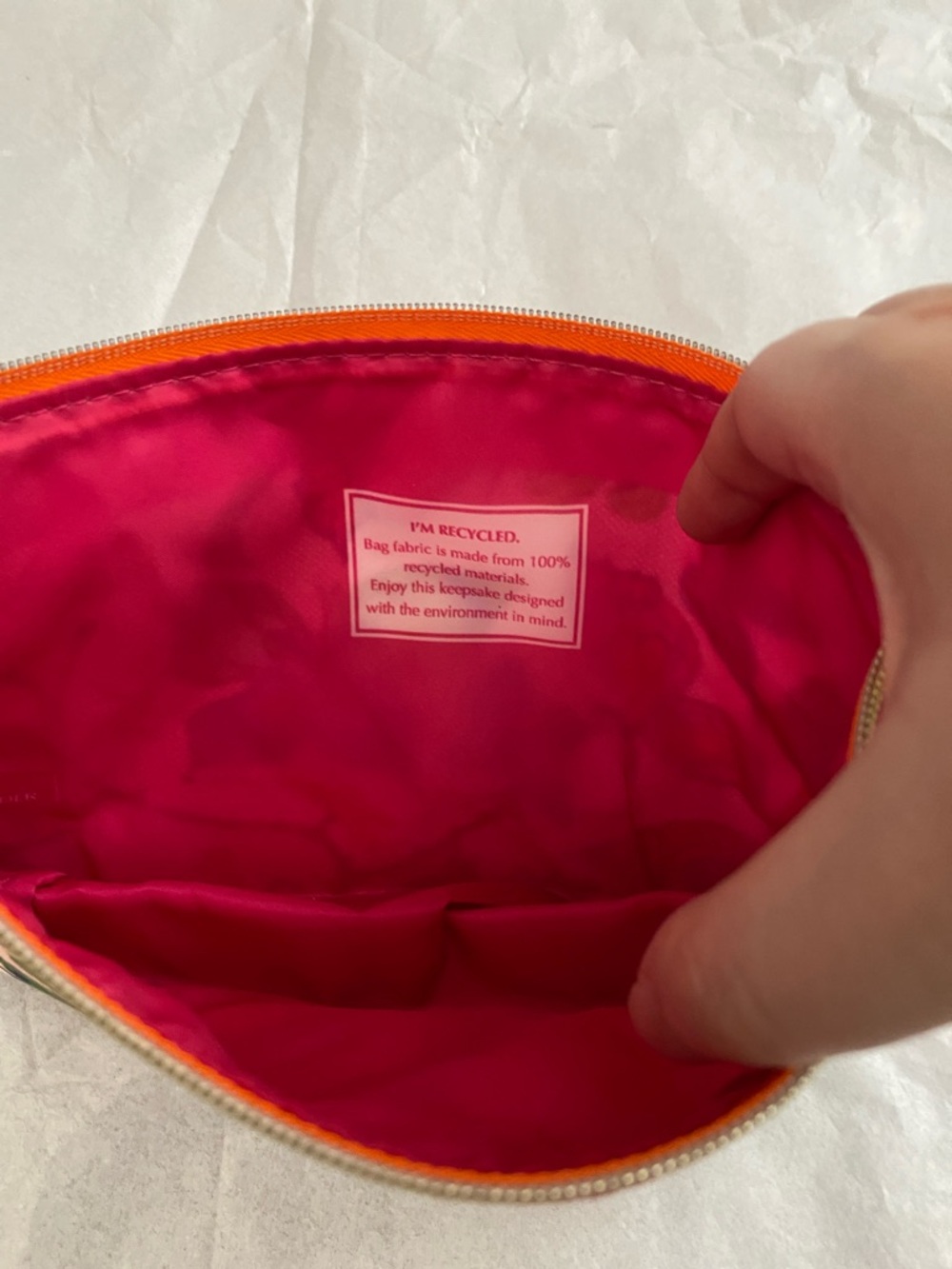 Estee Lauder Pink Butterfly Print Cosmetic Pouch with Hot Pink Trim - Picture 3 of 4